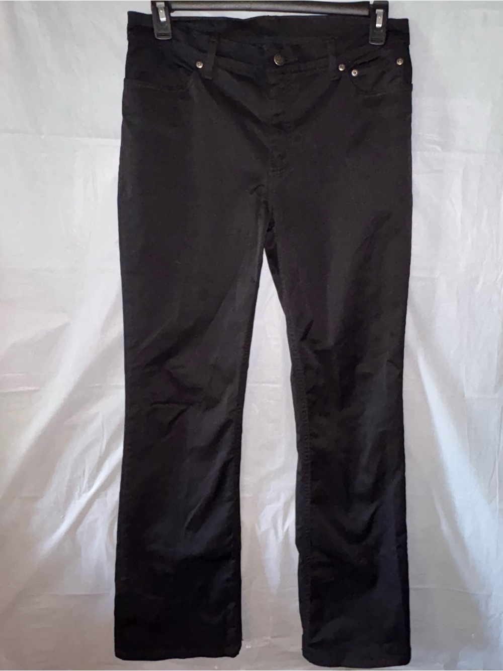 Harley Davidson Womens Y2K Pants Sz 8 Black Bootcut Flare Nylon Shiny Satin Bike